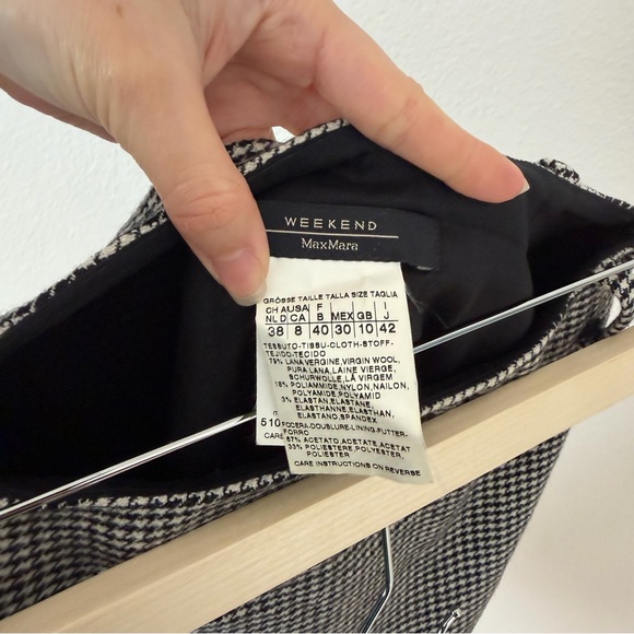 MaxMara Weekend Clueless Wool Blazer Jacket Skirt Set Size 8 Houndstooth Belted - Picture 12 of 16